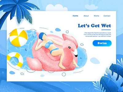 Grab the tail of summer animation blue dashboard icon illustration interface logo summer swim ui vi web