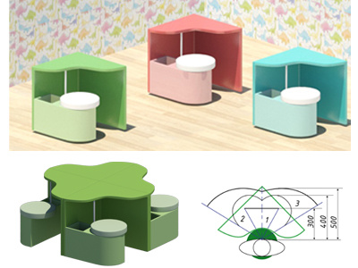 Clover 3d graphics children industrial design workplace