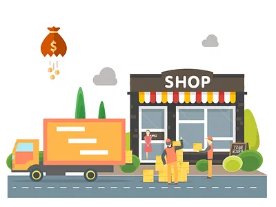 Illustration for DEAR Systems delivery graphic design illustration retail ui ui design ux ux design vector warehouse web design