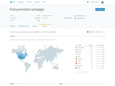 Concept Twitter Ads Dashboard dashboard