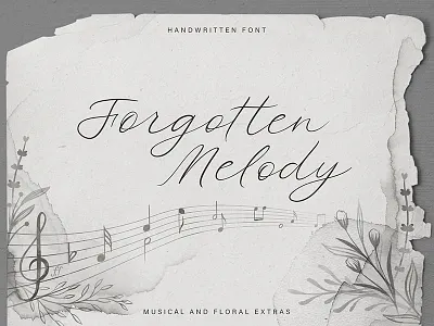 Forgotten Melody Font autumn calligraphy floral font floral logo flowers font handwritten font logo logotype made with fontself music music art music font music logo musical logo script wedding wedding decor wedding font