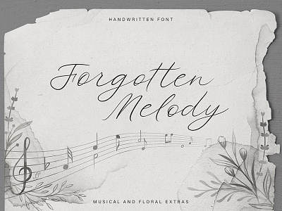 Forgotten Melody Font autumn calligraphy floral font floral logo flowers font handwritten font logo logotype made with fontself music music art music font music logo musical logo script wedding wedding decor wedding font