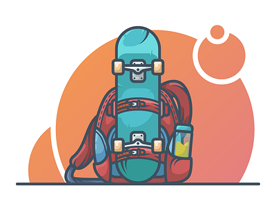 Skateboard backpack backpack illustration board icon illustration skateboard skateboarding vector