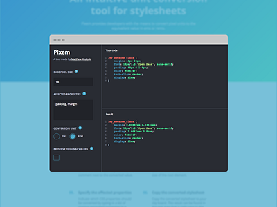 Stylesheet Converter blue css dashboard gatsbyjs javascript react sidebar site ui web web app website