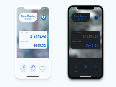 bank app with dark mode bank dark mode ios mockup