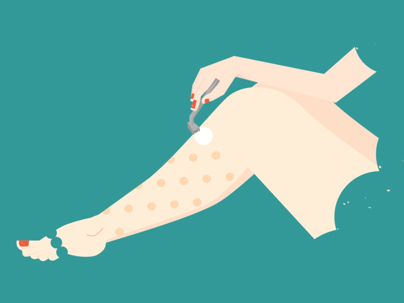 Shaving Leg 2d adobe illustrator after effects character character design illustration leaves leg motion design motion graphics shaving woman