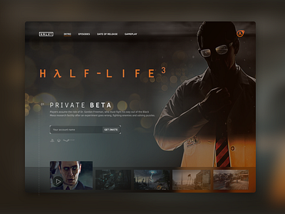 Landing Page 𐄂 Daily UI 100daychallenge brand challenge dailyui design fun games half life halflife inspiration interface landing landing page promo sketch ui uichallenge ux valve web