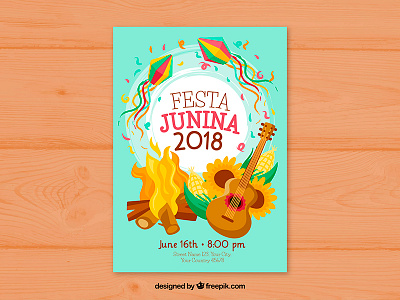 Festa Junina poster design festa junina freepik guitar party poster sunflowers vector