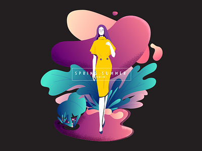 Girl wear yellow dress dress girl illus illustrator vector yellow