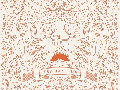 Illustration for packaging 2d flat illustration illustrator line art nature plants ribbon texture trees typography