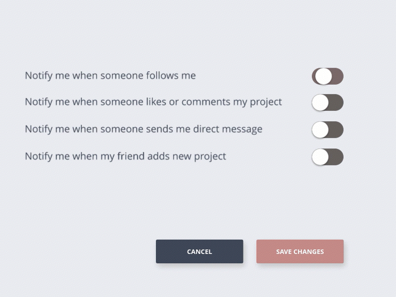 Daily UI :: 015 - On/Off Switch daily ui challenge notifications on off switch switch ui design web app