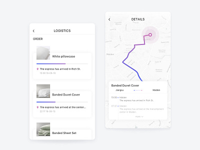 logistics app clean color distance electricity location logistics map page route time ui