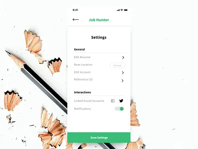 Daily UI #007 (Settings) dailyui green minimal settings source sans pro ui white whitespace