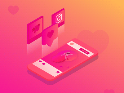 Insta animation design icon illustration isometric ui vector