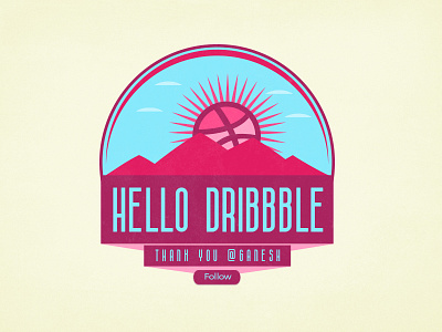 Hello Dribble! debut design first hello hellodribbble logo mountain shot sun