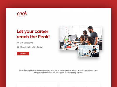 Peak Games - Unithon Landing Page event landing minimal peakgames ui ux