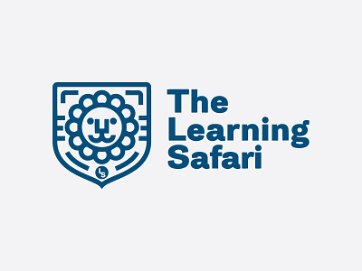 The Learning Safari blue brand branding design education icon identity lion logo preschool pride