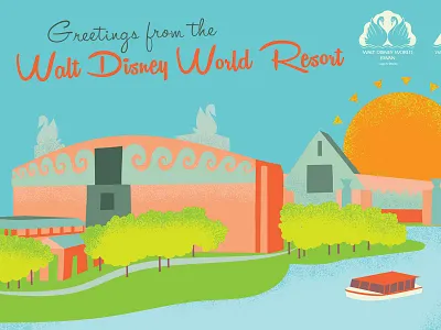 Walt Disney World Resort Post Card Illustration
