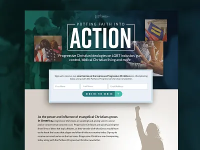Progressive Christian Email Offer email form landing page minisite webpage