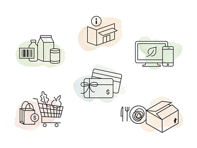 Customer Care Icons customer ecommerce food grocery icon linecon monoline shop watercolor website