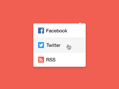 Social Dropdown accounts dropdown facebook feed figma hover media rss social twitter