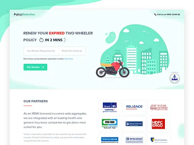 Insurance Campaign landing for two wheeler concept bike insurance illustration insurance landing page insurance website landing landing page landing screen motorcycle insurance two wheeler insurance website website landing