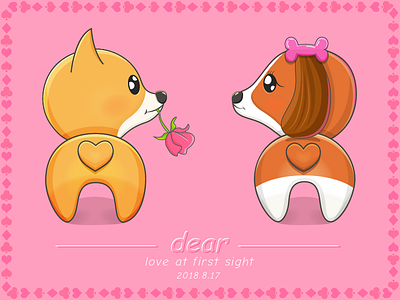 Dog in love illustration