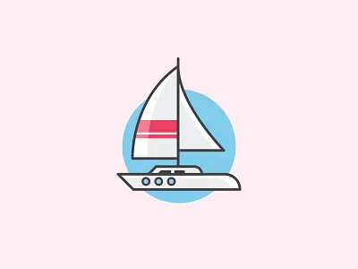 Flat Design Yacht boat flat design logo minimalist sailing sea summer yacht