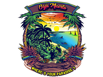 beach view design illustration lettering typography vector