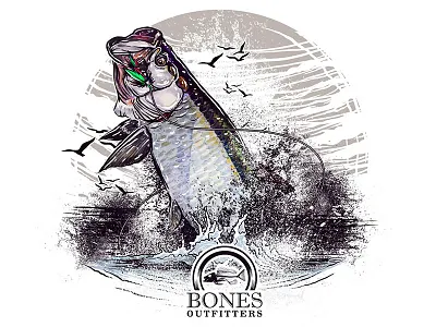 tarpon fish design illustration lettering typography vector