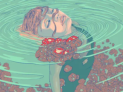 Underwater art digital art digital illustration fungi illustration illustrator mushroom ocean sea silkscreen underwater water