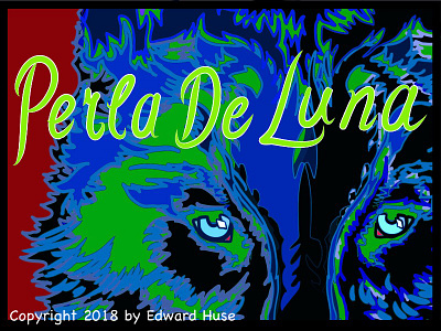 Wolf of the Pearly Moon caligraphy edhuse.com gaze line drawing lobo look perla de luna stare wolf