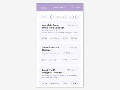 Daily UI #050 - Job Listing ad app daily ui daily ui challenge design interface job listing mobile search typography ui ux