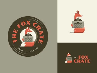 The Fox Crate badge branding fox illustration logo music records vinyl