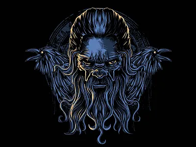 odin and the raven design illustration lettering typography vector