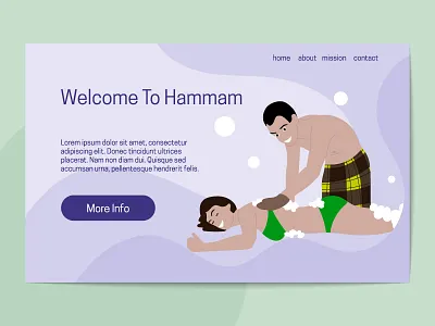 Hammam concept bathhouse cartoon concept design hammam illustration landing page people spa template turkish bath website