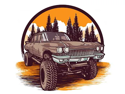 monster truck design illustration lettering typography vector