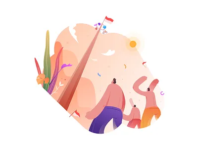 Indonesia's 73rd Independence Day colorful day flag flat gradient illustration independent indonesia panjatpinang people strong vector