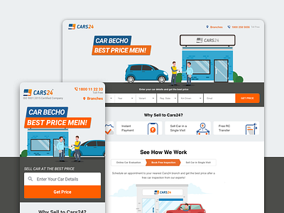 Cars24.com homepage redesign advantages cars design homepage illustration landing minimal mobile search ui ux web