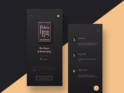 Book app design app black book clean design gold ios shop