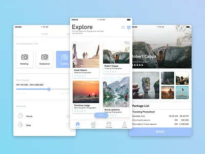 [Exploration] Booking Personal Photographer Apps android booking design explore iphone mobile mobile ui photo photographer ui user experience user interface