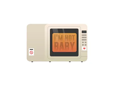 Microwave flat hot icon illustration microwave sticker typography vector