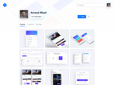 Profile Page - light version concept desktop follow light profile search thumbnails ui user ux