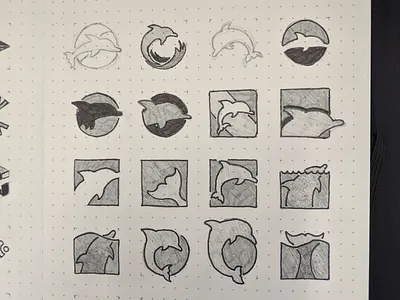 Simpler Dolphin Sketches branding dolphins identity logo sketches