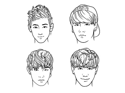 GOT7 Line Art character design got7 kpop line line art outline trace vector