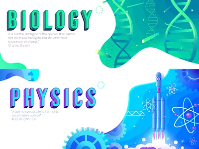 Biology & Physics atom biology design dna gears gradients physics rocket spaceship