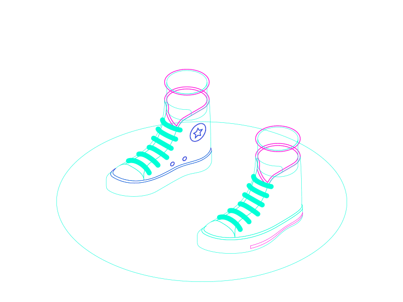 Psychedelic Chucks 2d 3d animation converse fashion flat icon illustration illustrator isometric motion shoes