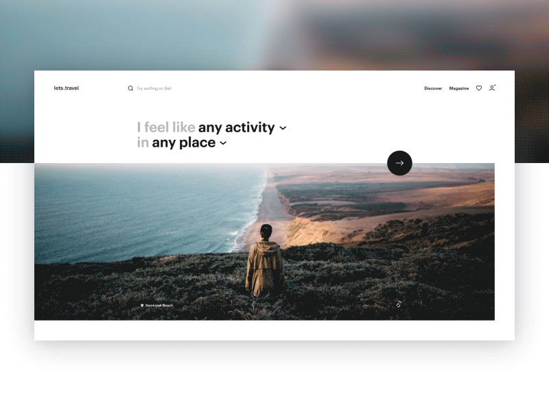 lets.travel - Landing desktop flat inspiration landing leisure minimal platform travel ui ux