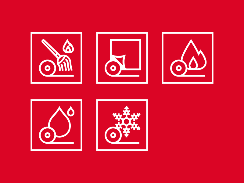 Roofing Icons flat lines red