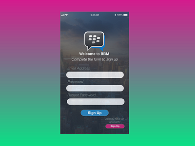 BBM Design #DailyUI #001 adobe xd app bbm blackberry dailyui graphics illustration messaging app mobile photoshop social media ui